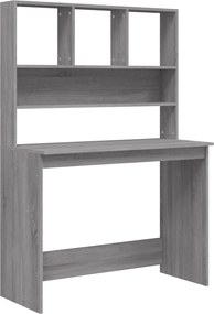 vidaXL szürke sonoma színű szerelt fa íróasztal polcokkal 102x45x148cm