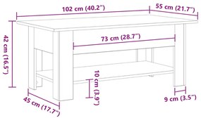 Fekete Tölgy Kávézóasztal 102x55x42 cm Műszaki Fa