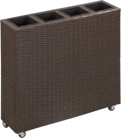 vidaXL barna polyrattan kerti magaságyás 4 kaspóval 80 x 22 x 79 cm