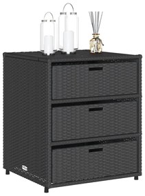 fekete polyrattan kerti tárolószekrény 55 x 59 x 69 cm
