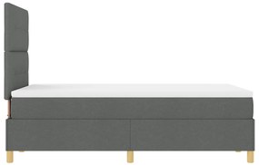 Box Spring Ágy matraccal &amp; LED világítással, Sötét szürke 120x190 cm Szövet
