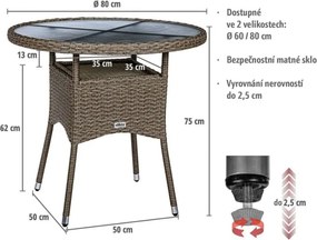 STILISTA Kerti asztal  80 x 80 x 75 cm polyrattan fekete
