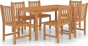 vidaXL 7 részes tömör tíkfa kerti étkezőgarnitúra 160 x 80 cm