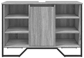 Szürke sonoma szerelt fa fürdőszobai mosdószekrény 91x35x60 cm