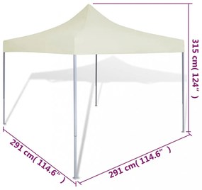 krémszínű összecsukható sátor 3 x 3 m
