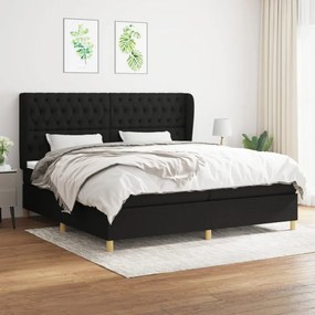 Fekete szövet rugós ágy matraccal 200 x 200 cm