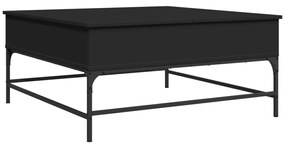 Fekete szerelt fa és fém dohányzóasztal 95 x 95 x 45 cm