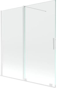 Mexen Velar, 2 szárnyas eltolható kádparaván 150 x 150 cm, 8mm átlátszó üveg, fehér profil, 896-150-000-01-20