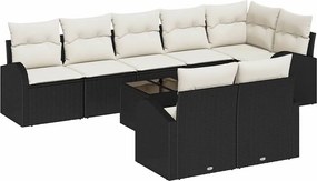 vidaXL Kerti Kanapé Szett Fekete és Krém 55 x 55 x 37 cm polirattan