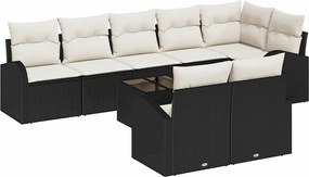 vidaXL Kerti Kanapé Szett Fekete és Krém 55 x 55 x 37 cm polirattan