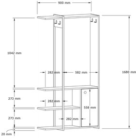 Előszoba bútor Dakodu (zafír tölgy + fekete) . 1093885