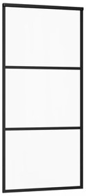 fekete ESG üveg és alumínium tolóajtó 90 x 205 cm
