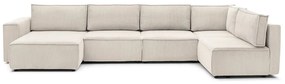 Krémszínű kordbársony sarokkanapé (jobb oldali-"U" alakú) Nihad modular – Bobochic Paris
