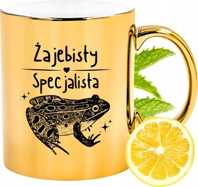 Arany csillogó bögre szakembernek ajándék fényképes nyomtatással