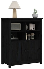 fekete tömör fenyőfa tálalószekrény 83 x 41,5 x 100 cm