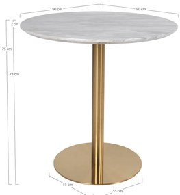 Kerek étkezőasztal márvány dekoros asztallappal ø 90 cm Bolzano – House Nordic