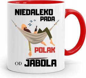 Piros Vicces Bögre Mellette Esik A Nyomtatott Fotó