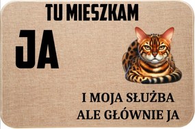 Lenvászon Lábtörlő Cicával Itt Lakom Én És A Szolgálatom, De Főleg Én