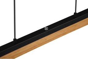 Matt fekete LED függőlámpa fa búrával Kerala – Trio