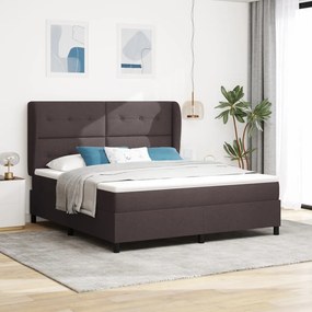 Boxspring Ágy Matrac nélkül Sötétbarna, 180x200 cm, Szövet
