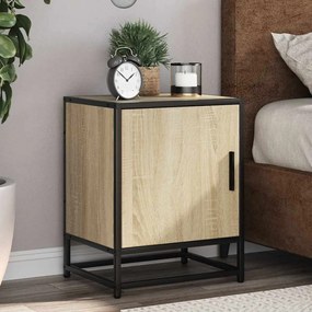 Éjjeliszekrények 2 db Sonoma tölgy 40x31x50 cm Gépi fa és fém