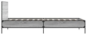 sonoma tölgyszínű szerelt fa és fém ágykeret 100 x 200 cm