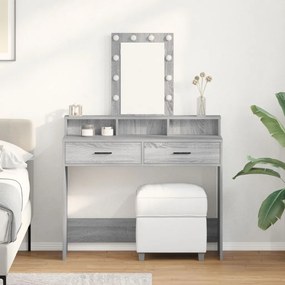 LED világítással ellátott sminktükör Szürke Sonoma 100x41x140 cm