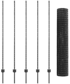 Kertkerítés Készlet 2 db Szürke Porszórt acél 10 x 1,5 m