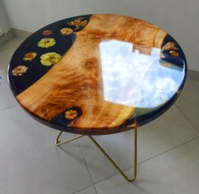 Dohányzóasztal Virágok Gyantában Kerek Loft 60 cm