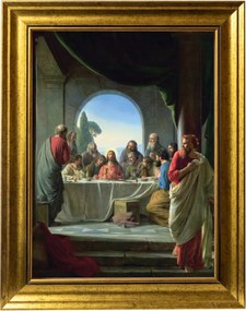 Utolsó Vacsora Vászonkép Arany Modern Keretben 30X40