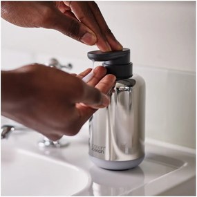 Fényes ezüstszínű rozsdamentes acél szappanadagoló 300 ml EasyStore Luxe – Joseph Joseph