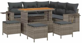 vidaXL Kerti Kanapé Szett párnával 9 pcs Szürke polirattan