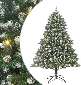vidaXL Mű karácsonyfa 300 LED-del Zöld 180 cm PVC és Műanyag és Acél