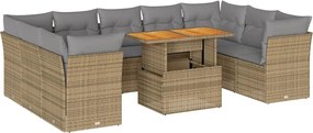 vidaXL 10 részes bézs polyrattan kerti ülőgarnitúra párnával