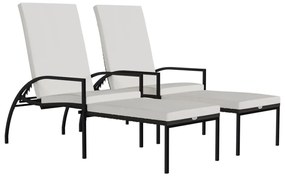 2 db barna polyrattan napozóágy lábtartóval