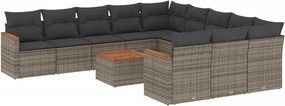 vidaXL 12 részes szürke polyrattan kerti ülőgarnitúra párnákkal