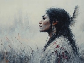 Vászonkép Canvas Portré Profil Nő Indián Etno Tribal 80x60