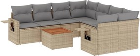 vidaXL 9 részes bézs polyrattan kerti ülőgarnitúra párnákkal