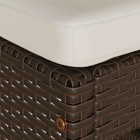 2 db barna polyrattan kerti bárszék párnával