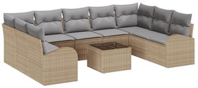 Kerti Kanapé Szett 10 pcs Bézs Poli rattan