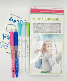 Írószer készlet, ZEBRA Manga Set, One Umbrella, 5 darabos (TZ56531)