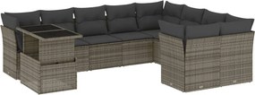 vidaXL 10 részes szürke polyrattan kerti ülőgarnitúra párnákkal