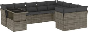 vidaXL 10 részes szürke polyrattan kerti ülőgarnitúra párnákkal