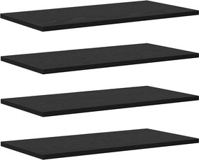 vidaXL Polcos könyvespolc 4 pcs Fekete 60 x 30 x 1,5 cm Faanyag
