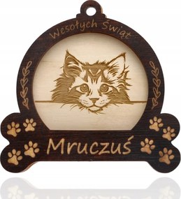 Karácsonyi gömb cicával Fából Készült bármilyen név macska Perzsa