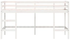fehér tömör fenyőfa gyerek galériaágy létrával 90 x 200 cm