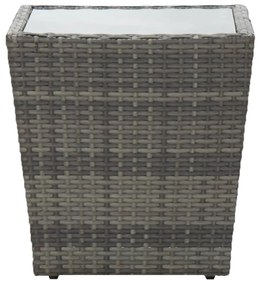 vidaXL szürke polyrattan és edzett üveg teázóasztal 41,5x41,5x43 cm