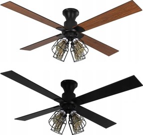 Mennyezeti ventilátor Magnolia DC Tölgy/Fekete 132cm Loft lámpa Távirányító