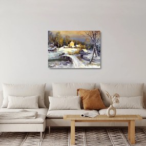 Kép - téli város (üvegen) (70x50 cm)
