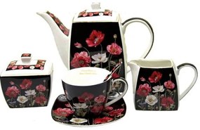 Pipacsos porcelán teás- kávéscsésze készlet 6 személyes